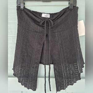 Strapless Black Lace Crochet Baby Doll Cami Open Front Jrs L Whimsygoth Grunge